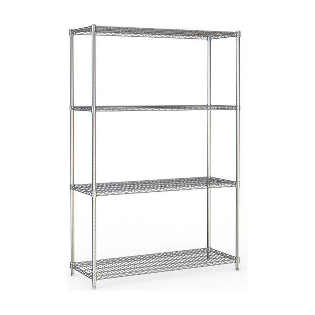 4-Tier Chrome Wire Shelving Unit 90x45x180cm