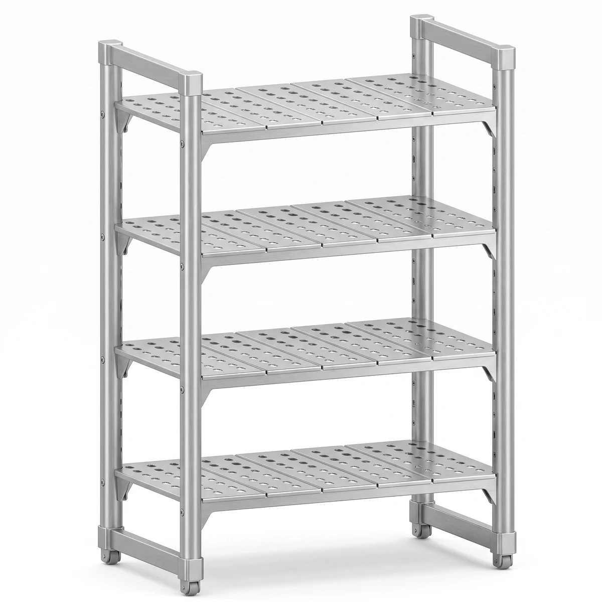 Mobile Perforated Stainless Steel Shelving Unit — 8 sizes