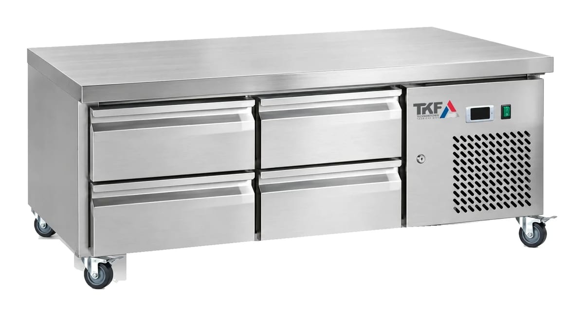 Refrigerated Chef Base 4 Drawers GN 1/1 on Castors 136x70x65cm