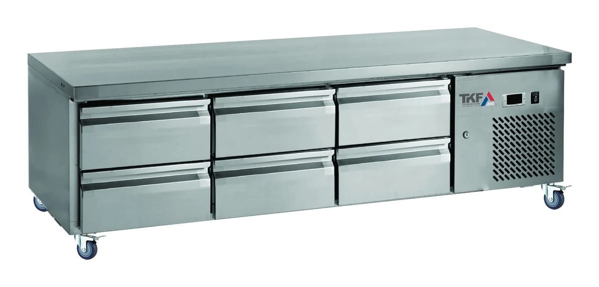 Refrigerated Chef Base 6 Drawers GN 1/1 on Castors 180x70x65cm