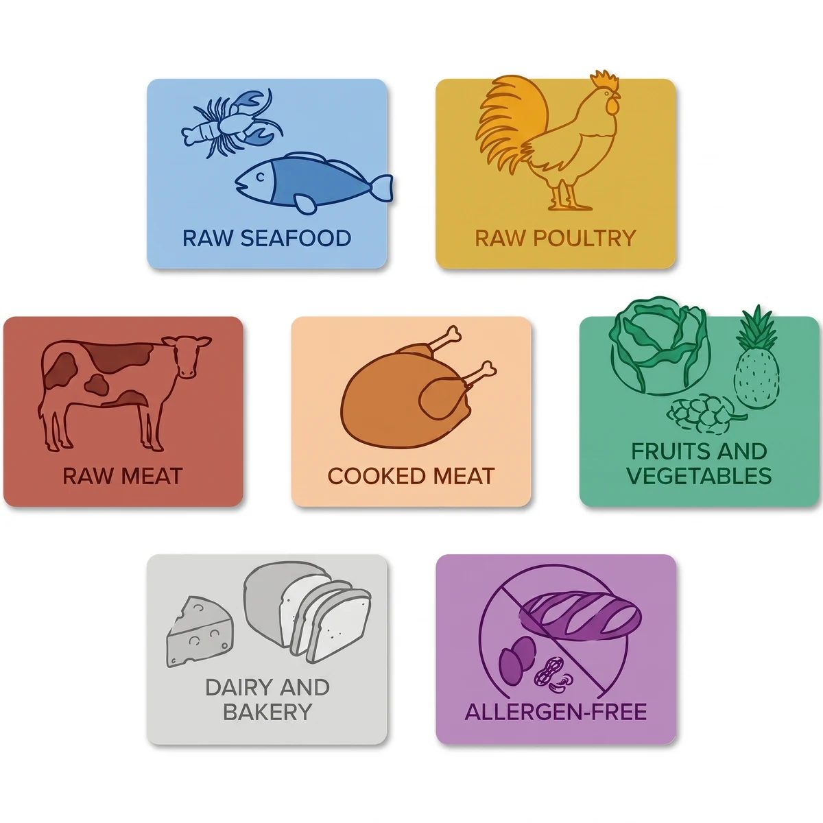 Colour-Coded Cutting Board Set — 7 sizes