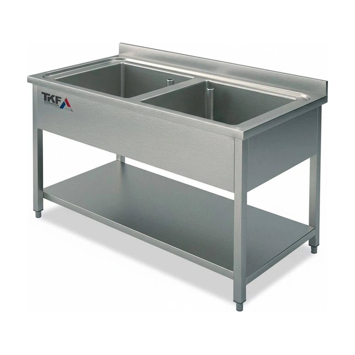 S/S Double Bowl Sink Unit with Undershelf 140x70cm