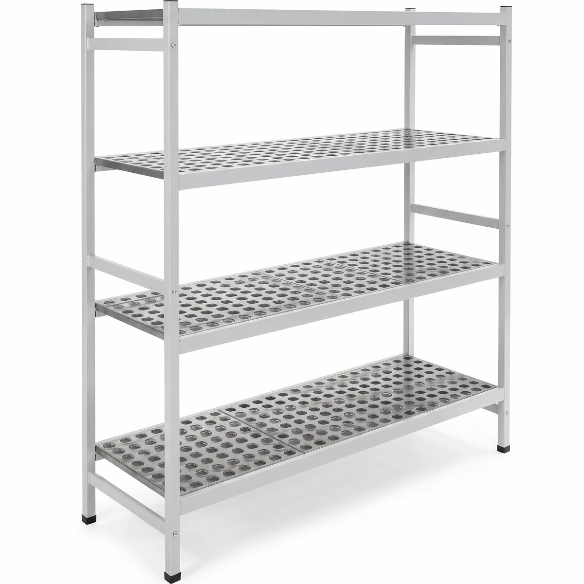 Four Tier Perforated Stainless Steel Narrow Shelving — 9 sizes