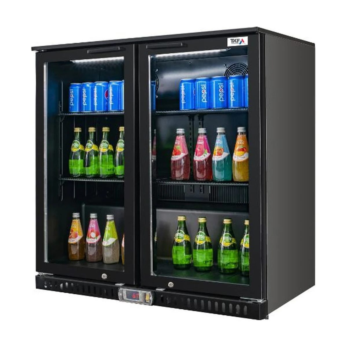 Double Door Bar Cooler 208L Black