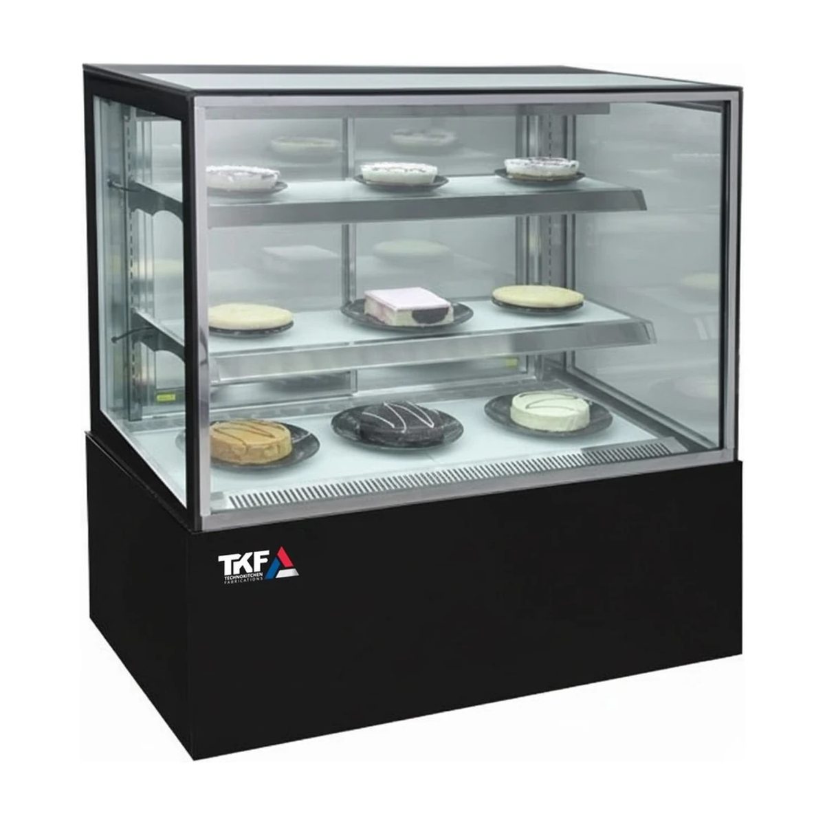 Cake Showcase 4-Side Glass 2 LED Shelves 90x66x119cm