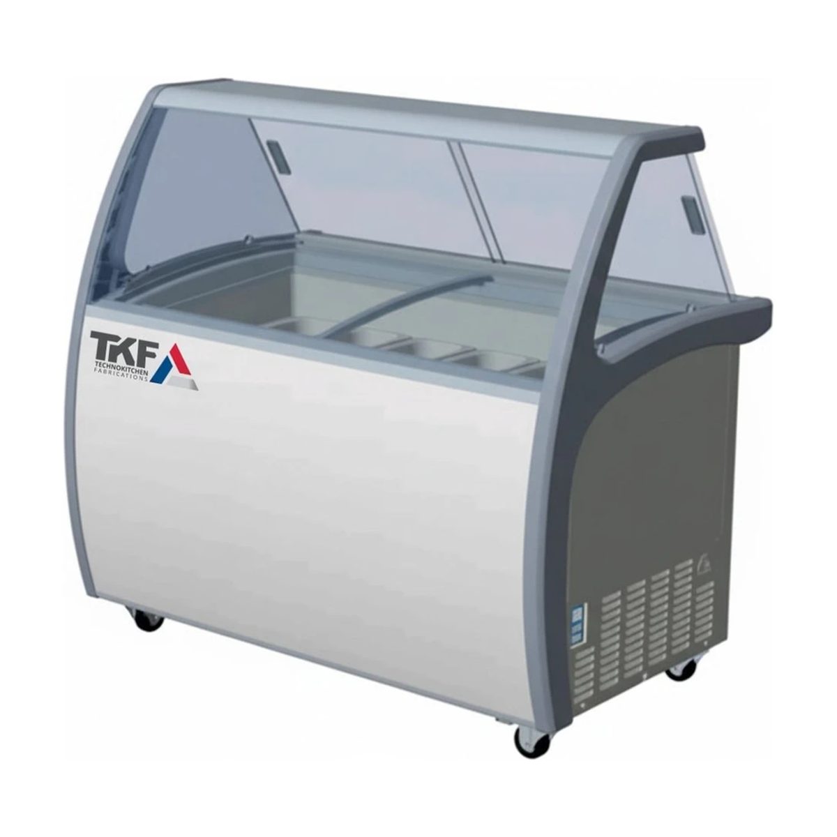 Ice Cream Display Refrigerator 9 Pans Curved Glass
