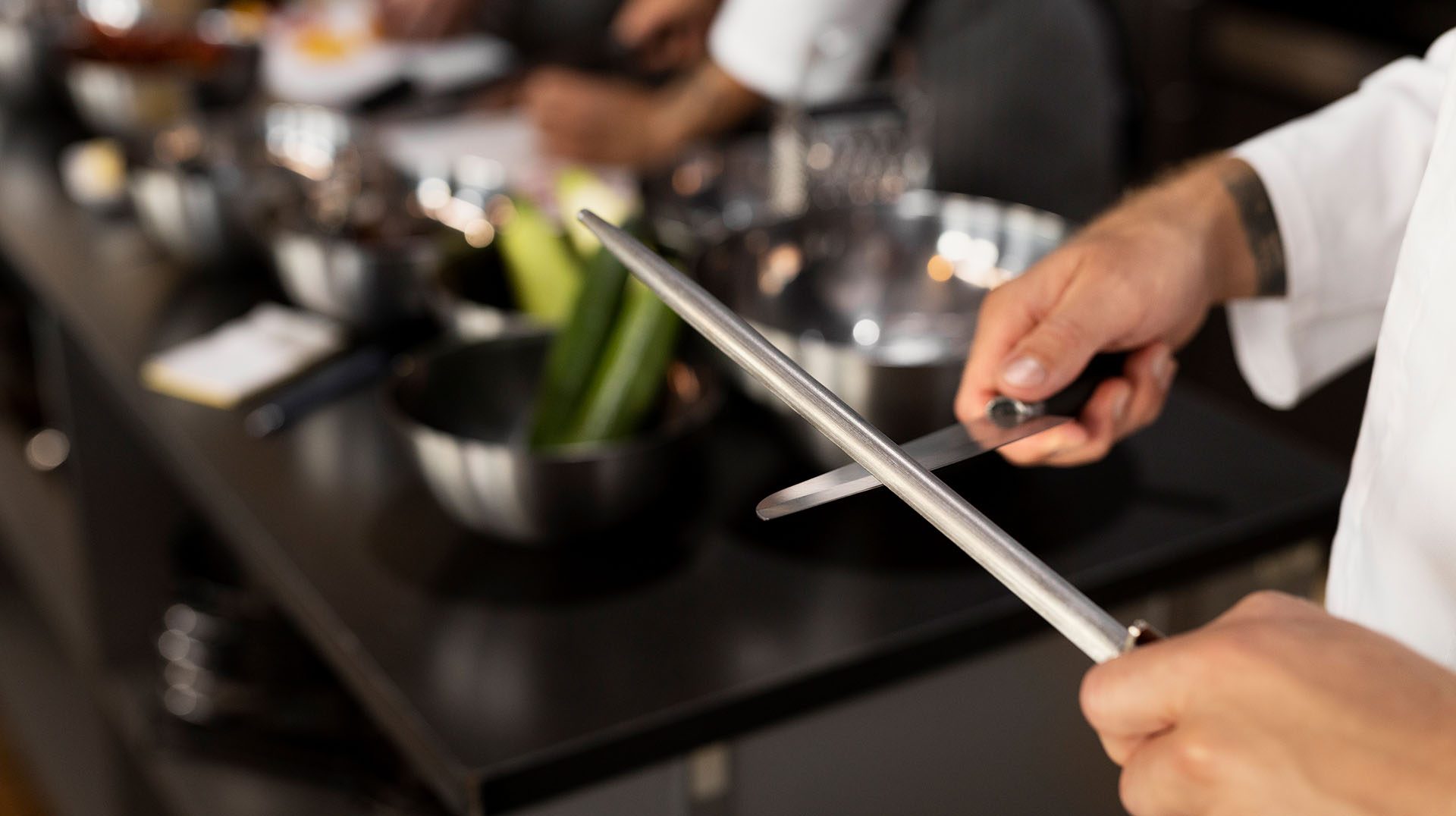 Chef plating a dish with precision