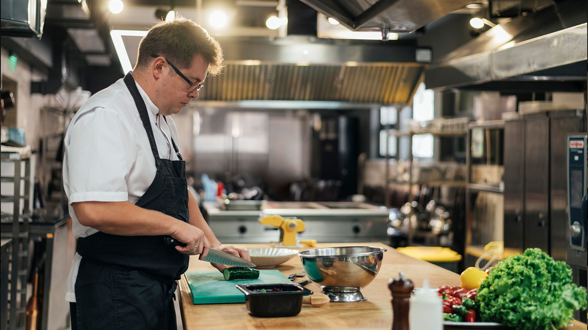 Chef working at the cooking range
