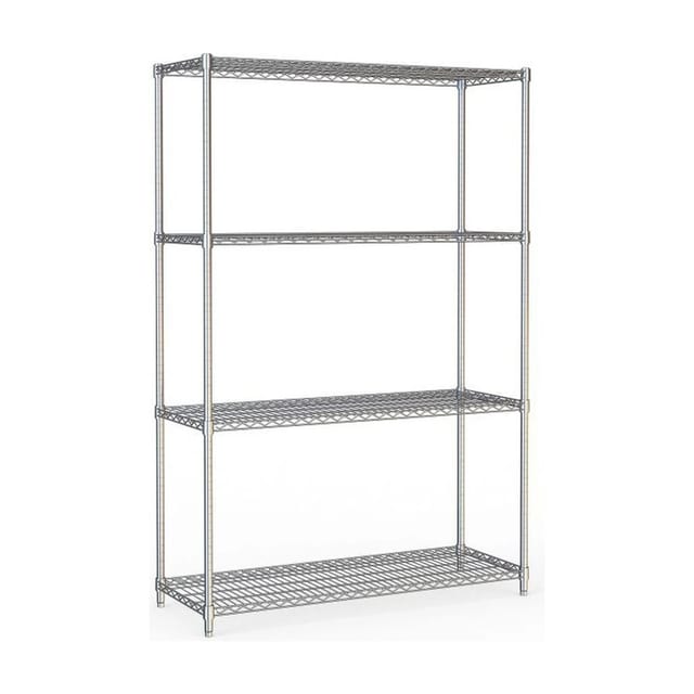 4-Tier Chrome Wire Shelving Unit 120x45x180cm