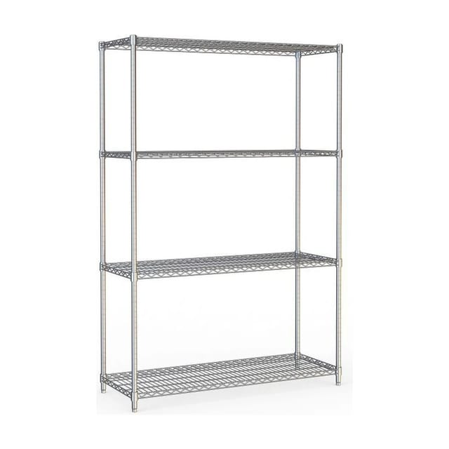 4-Tier Chrome Wire Shelving Unit 90x45x180cm