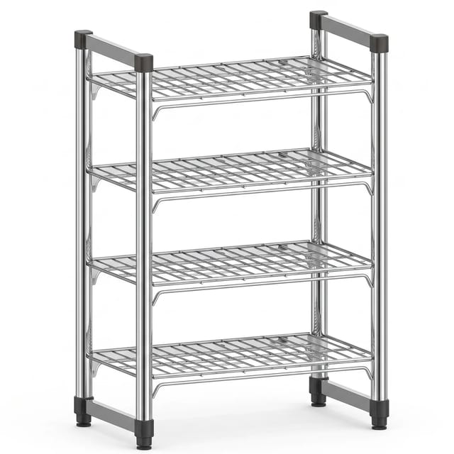 Four Tier Chrome Wire Shelving Unit — 8 sizes