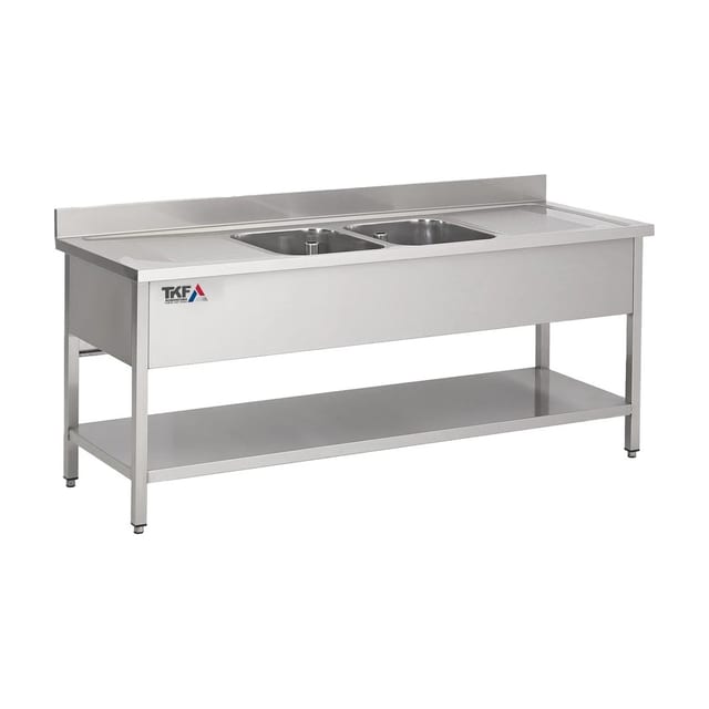 Double Bowl Sink Unit with Undershelf 200x70cm