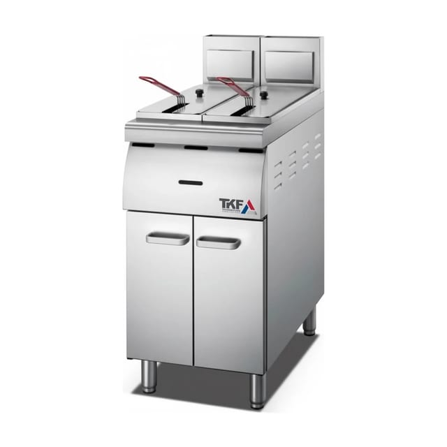 Upright Gas Fryer Double Bowl 18L+18L — American Chef