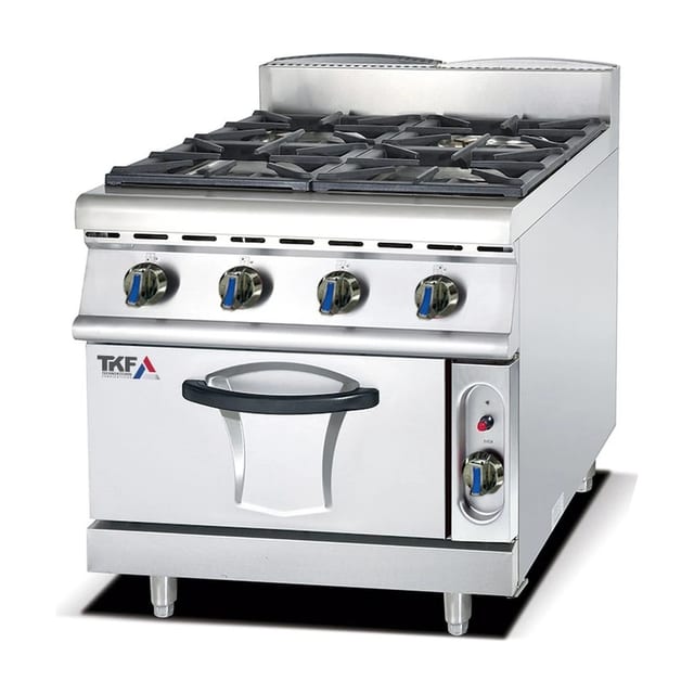 Gas Stove 4 Burners with Maxi Oven 2 GN 90x90cm
